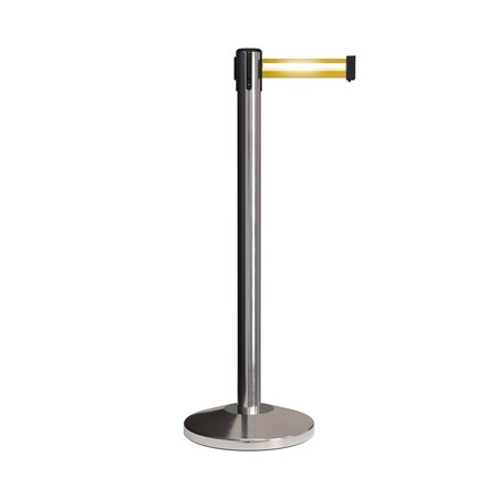 Montour Line Stanchion Belt Barrier Pol.Steel Post 13ft. Y Ref. Belt ES400-PS-YRH-130